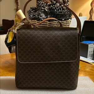Celine Brown Shoulder Bag with Pattern